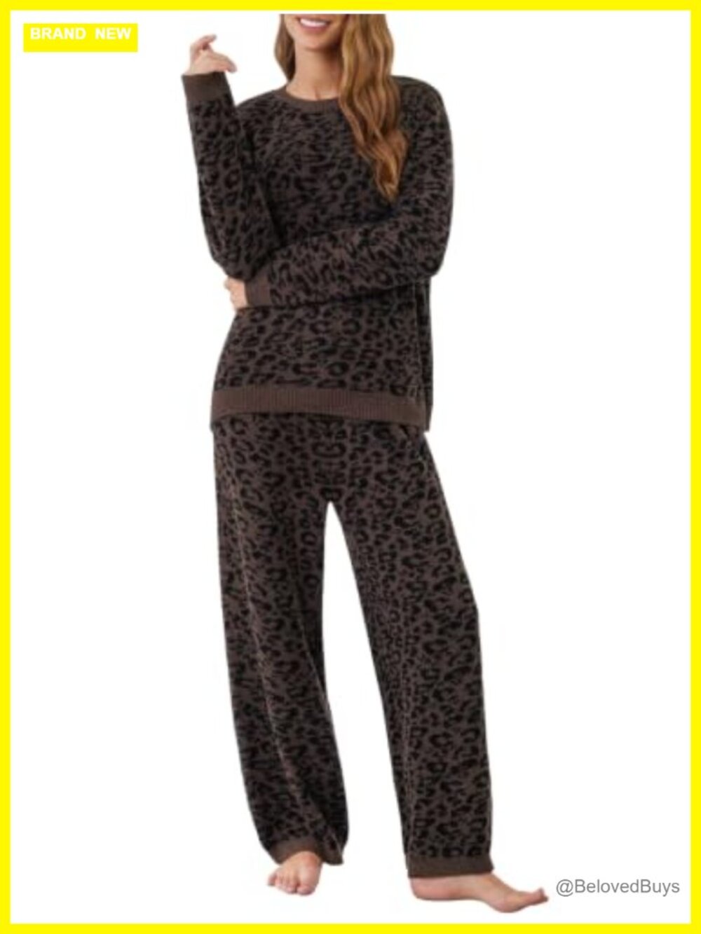 Oversized Fleece Lounge Set Leopard Print Pajamas Winter Cozy 2 Piece